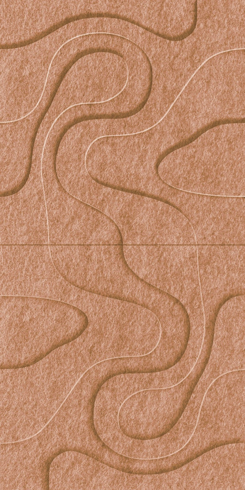 Waves Relief VIII 3D akoestisch wandpaneel van PET-vilt — kleur Cognac