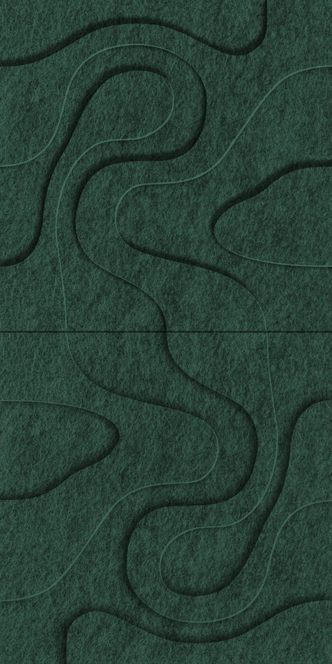 Waves Relief VIII 3D akoestisch wandpaneel van PET-vilt — kleur Deep Green
