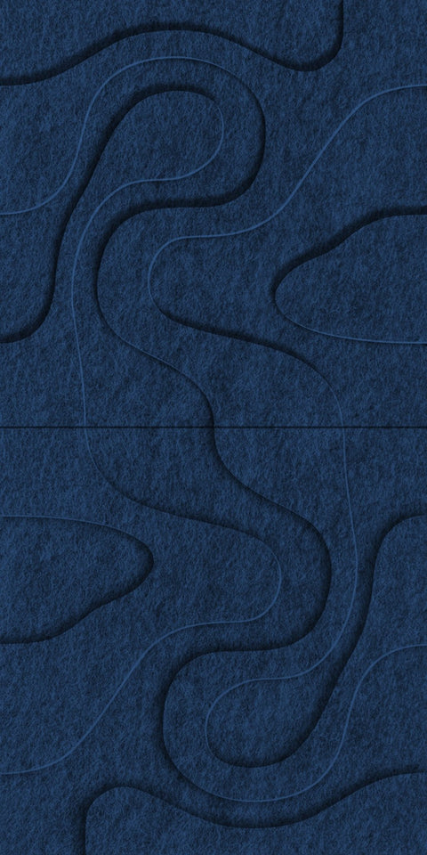 Waves Relief VIII 3D akoestisch wandpaneel van PET-vilt — kleur Navy