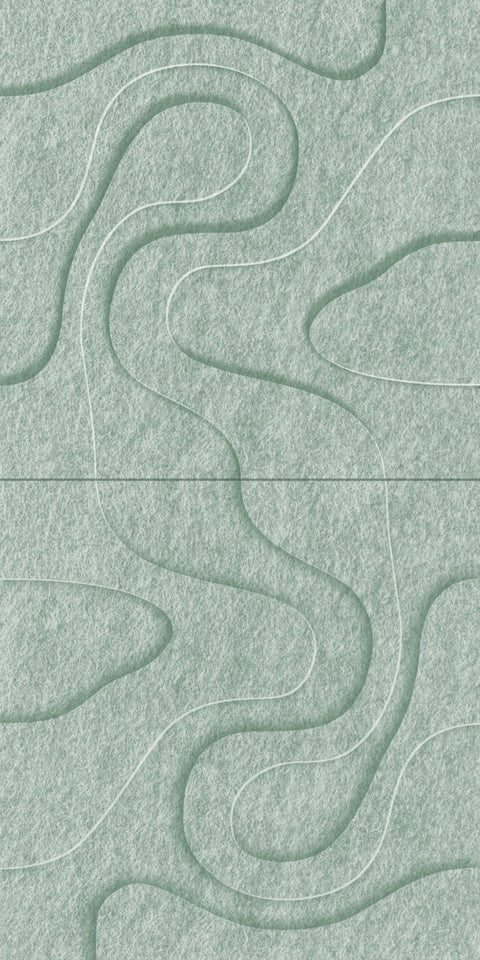 Waves Relief VIII 3D akoestisch wandpaneel van PET-vilt — kleur Sage Green