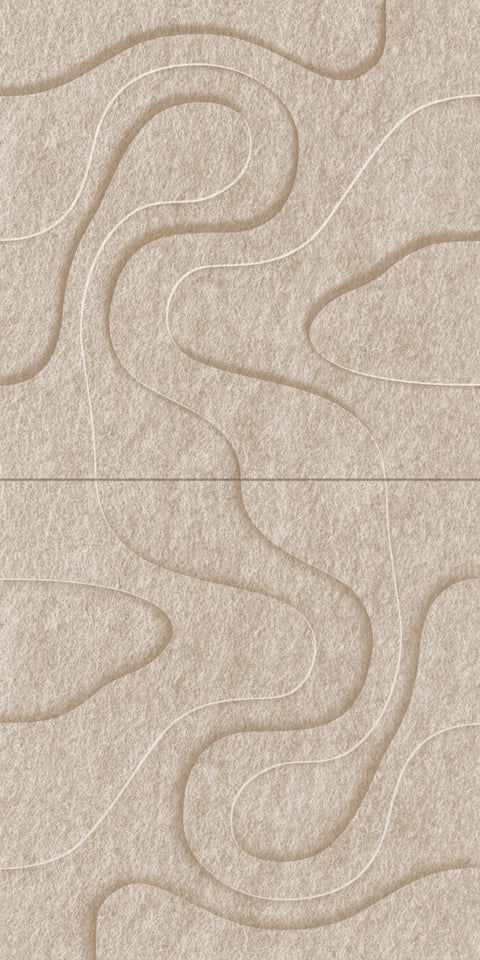 Waves Relief VIII 3D akoestisch wandpaneel van PET-vilt — kleur Sand