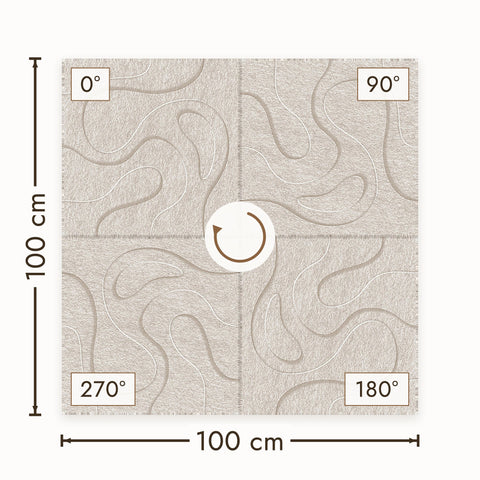 Waves Relief VIII akoestisch wandpaneel in vier draaistanden, PET-vilt in beige