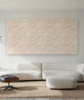 Waves Relief VIII 3D akoestische wandpanelen — sfeerimpressie loungekamer (Sand)