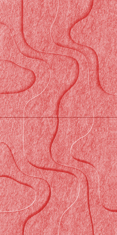 Waves Strata I 3D akoestisch wandpaneel van PET-vilt — kleur Burgundy