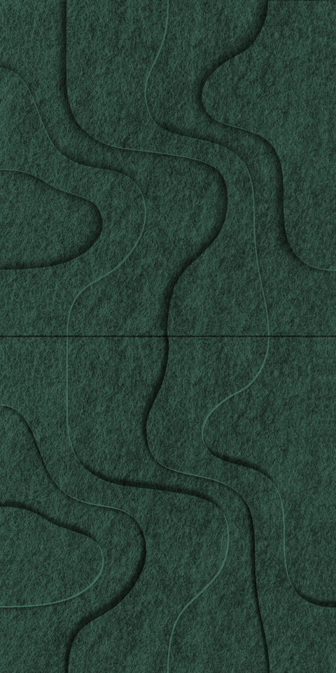Waves Strata I 3D akoestisch wandpaneel van PET-vilt — kleur Deep Green