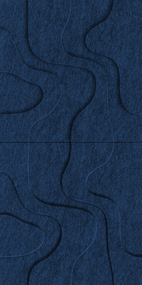 Waves Strata I 3D akoestisch wandpaneel van PET-vilt — kleur Navy