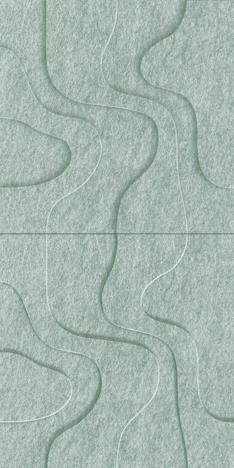 Waves Strata I 3D akoestisch wandpaneel van PET-vilt — kleur Sage Green