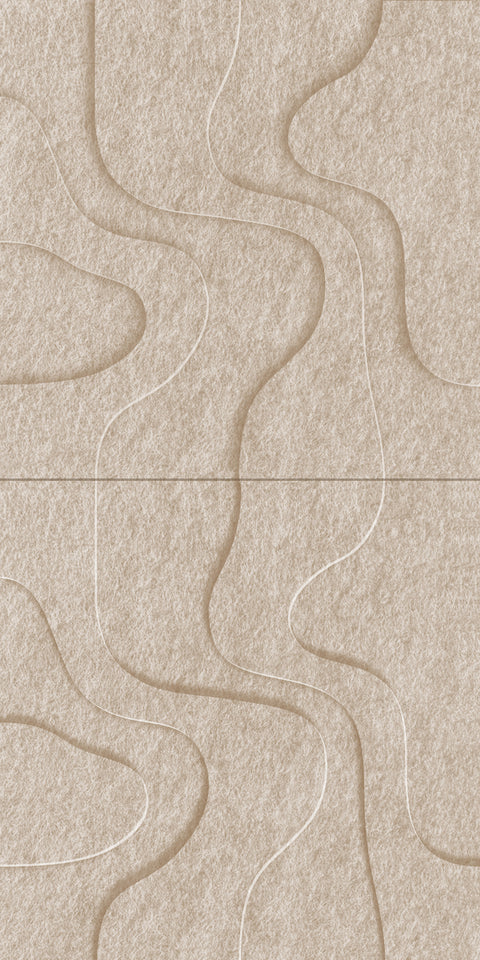 Waves Strata I 3D akoestisch wandpaneel van PET-vilt — kleur Sand