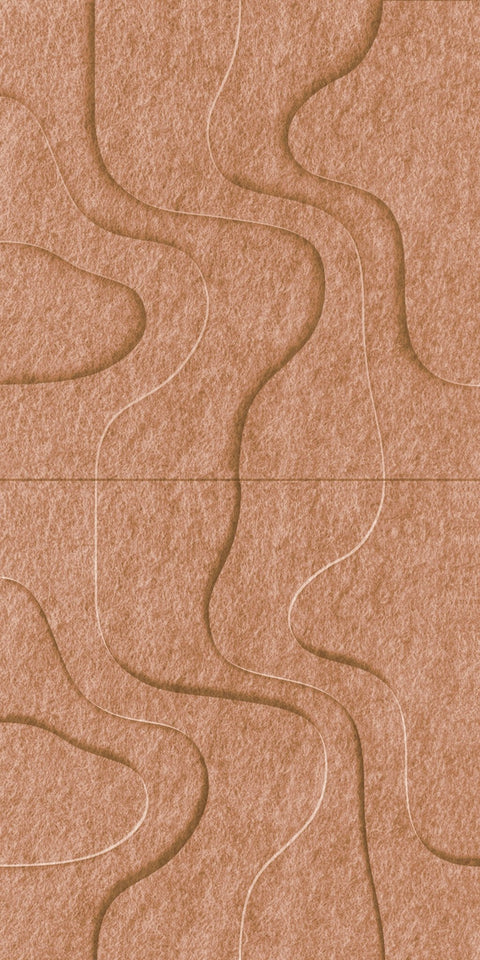 Waves Strata I 3D akoestisch wandpaneel van PET-vilt — kleur Cognac