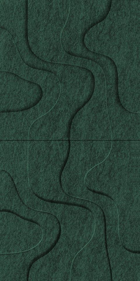 Waves Strata I 3D akoestisch wandpaneel van PET-vilt — kleur Deep Green