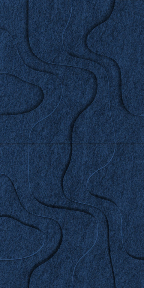 Waves Strata I 3D akoestisch wandpaneel van PET-vilt — kleur Navy