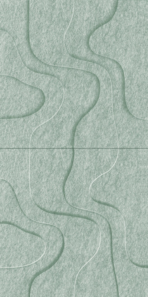 Waves Strata I 3D akoestisch wandpaneel van PET-vilt — kleur Sage Green