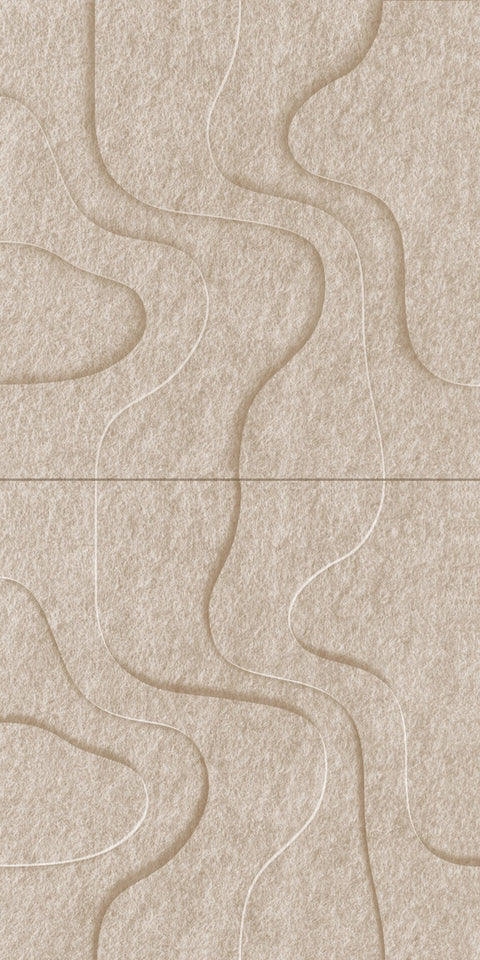 Waves Strata I 3D akoestisch wandpaneel van PET-vilt — kleur Sand