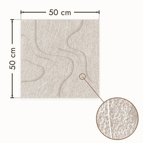 Waves Strata I akoestisch wandpaneel van PET-vilt in beige, afmetingen 50 bij 50 cm