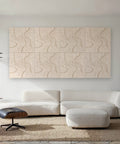 Waves Strata I 3D akoestische wandpanelen — sfeerimpressie loungekamer (Sand)