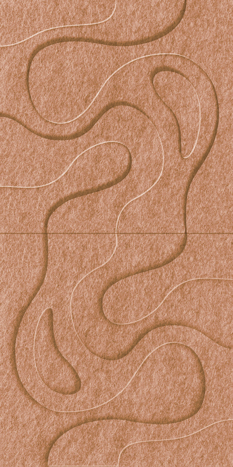 Waves Tidal III 3D akoestisch wandpaneel van PET-vilt — kleur Cognac