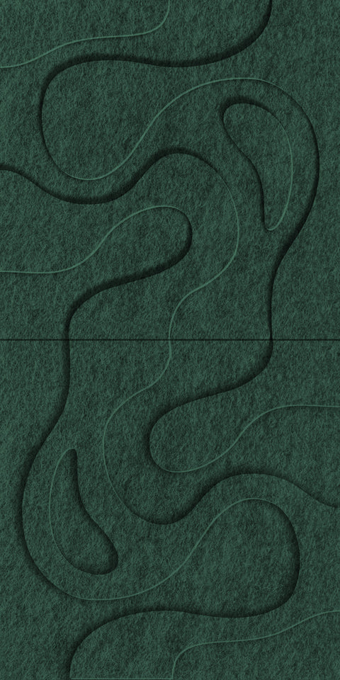 Waves Tidal III 3D akoestisch wandpaneel van PET-vilt — kleur Deep Green