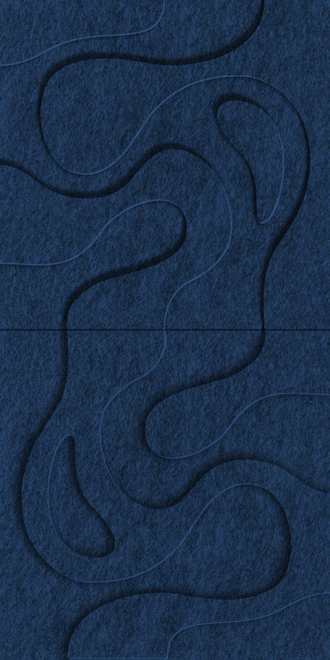 Waves Tidal III 3D akoestisch wandpaneel van PET-vilt — kleur Navy