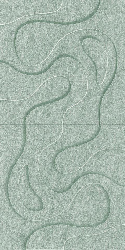 Waves Tidal III 3D akoestisch wandpaneel van PET-vilt — kleur Sage Green