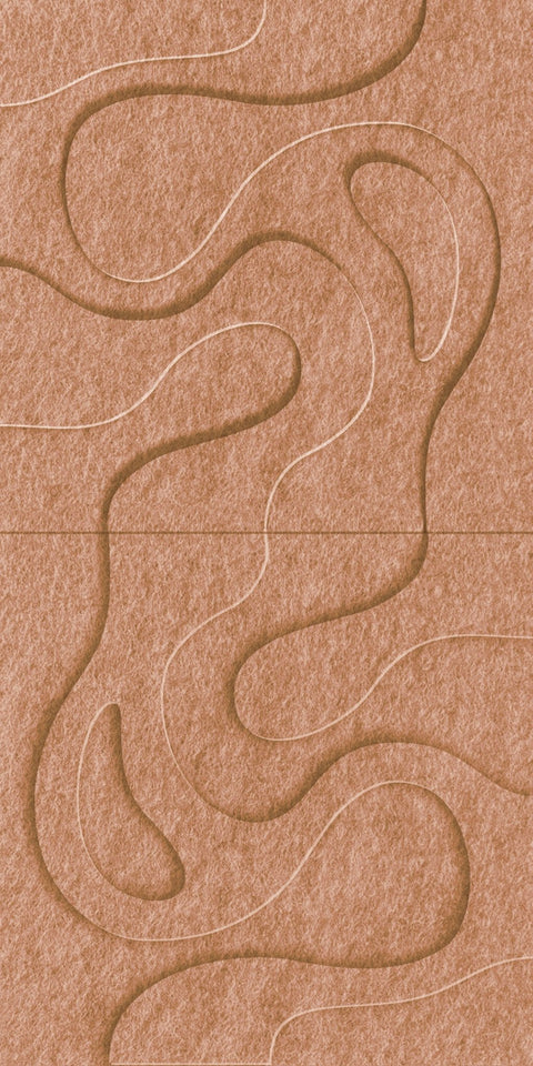 Waves Tidal III 3D akoestisch wandpaneel van PET-vilt — kleur Cognac