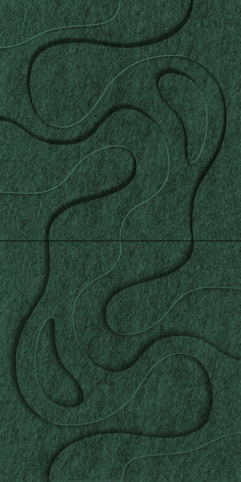 Waves Tidal III 3D akoestisch wandpaneel van PET-vilt — kleur Deep Green