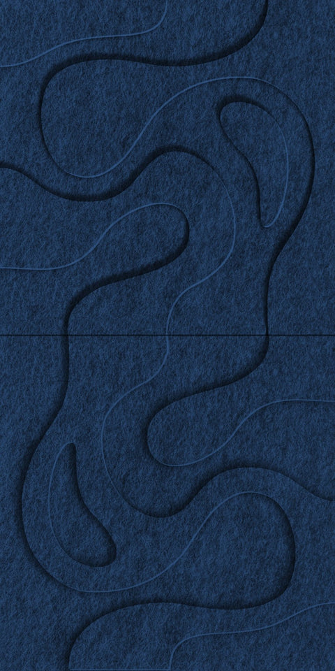 Waves Tidal III 3D akoestisch wandpaneel van PET-vilt — kleur Navy