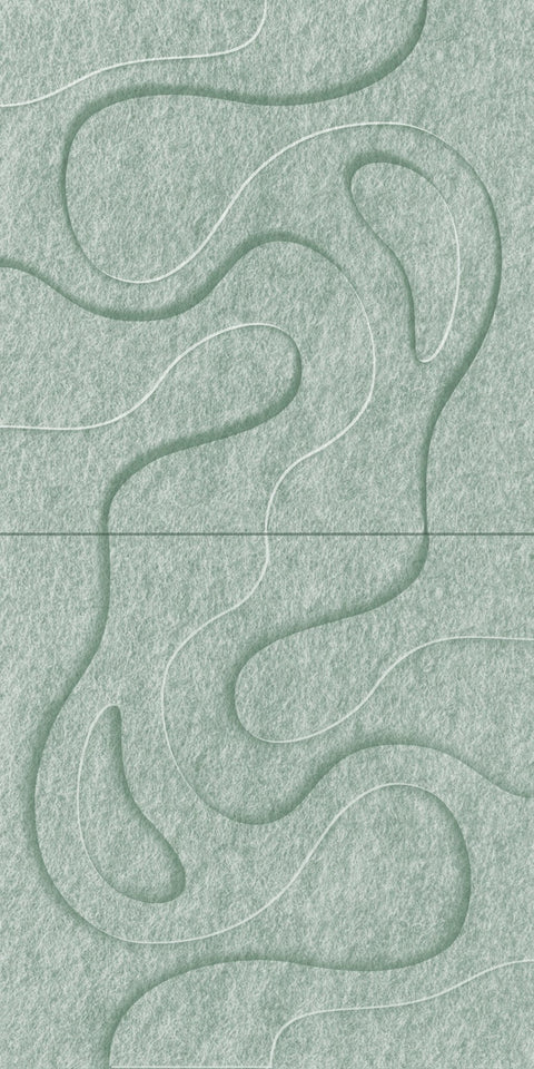 Waves Tidal III 3D akoestisch wandpaneel van PET-vilt — kleur Sage Green