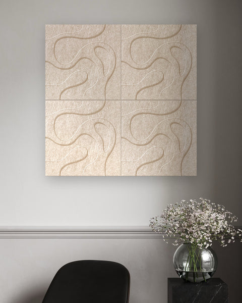 Waves Tidal III 3D akoestische wandpanelen — sfeerimpressie klassiek interieur (Sand)