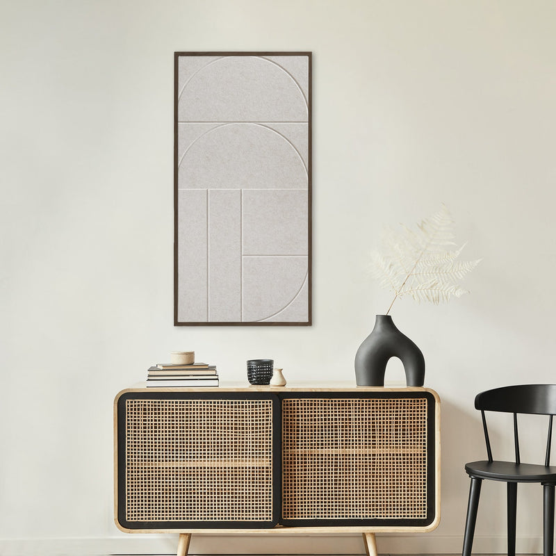 Whispering Dunes Akustikbilder Beige – Bögen und Halbkreise – im Schlafzimmer über dem Bett – 50 x 100 cm